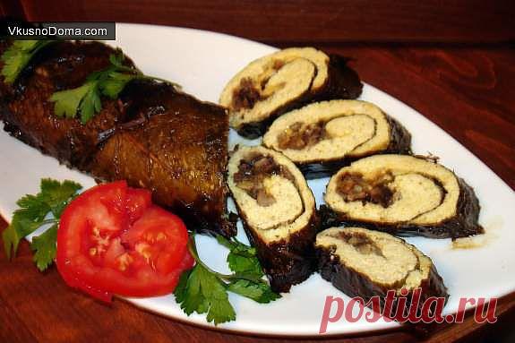 Куриный рулет с карри, сыром и грибами, завернутый в виноградные листья / Домашние рецепты. Готовим дома вкусно!