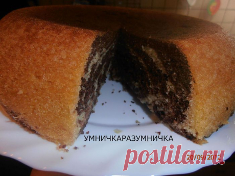 Пирог:&quot;Зебра&quot;в мультиварке.