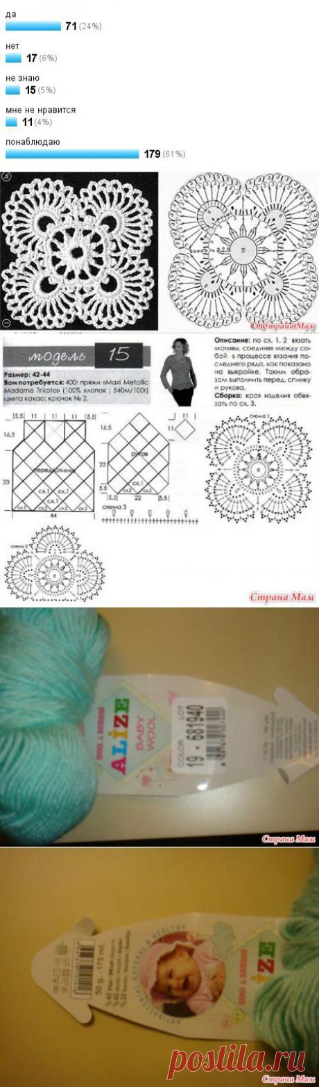 Ажурная кофточка из мотивов. Он-лайн - Вяжем вместе он-лайн - Страна Мам
