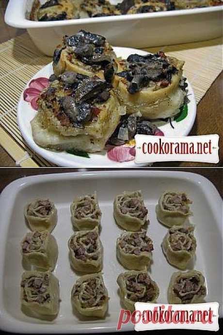 Мясные розочки с грибным соусом / Вареники, пельмени, галушки / Кукорама — вкусные рецепты!