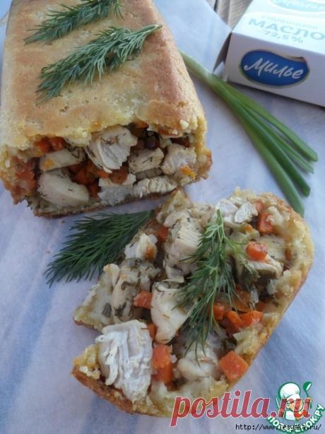 "Деревенский" пирог с курицей и овощами! - Ваши любимые рецепты - медиаплатформа МирТесен Очень простой в приготовлении и очень вкусный пирог. Ароматы пирога соберут за столом всю семью! Пробуйте! Тесто Масло сливочное (ТМ "Милье") — 150 г Вода — 100 мл Мука пшеничная — 200 г Соль — 1/4 ч. л. Начинка Филе куриное — 600 г Лук репчатый (150 гр) — 1 шт Морковь (120 гр) — 1...