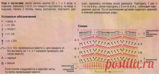 Узор зигзаг крючком