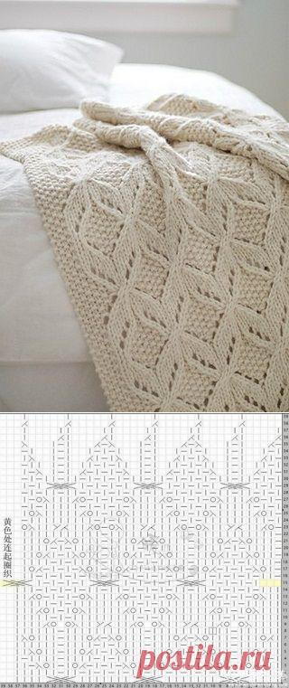 Плед вязание для дома. Плед спицами схема | Домоводство для всей семьи