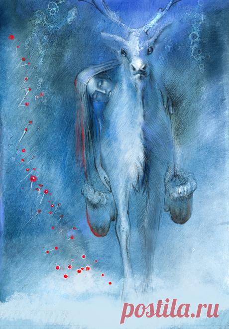 Иллюстрация Герда и северный олень. Юлия Макарова-Томина