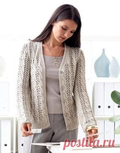 УТОНЧЕННЫЙ ЛЕТНИЙ АЖУРНЫЙ КАРДИГАН (ВЯЗАНИЕ СПИЦАМИ)
