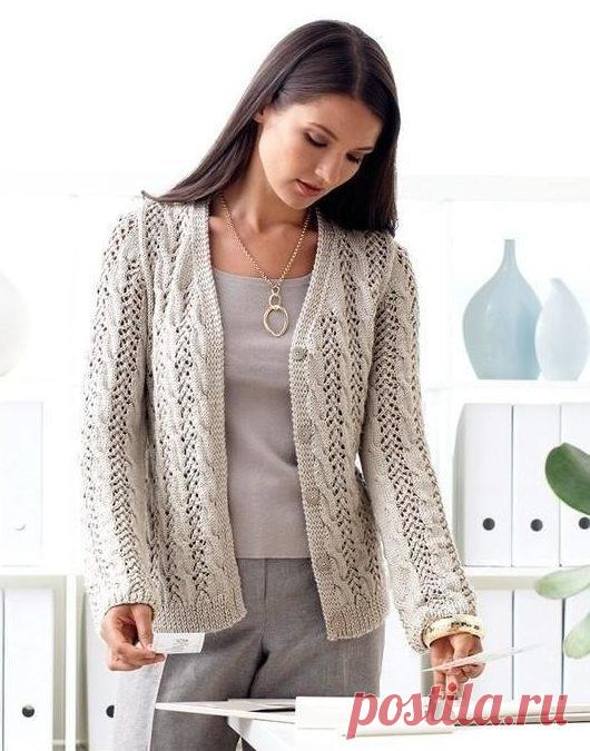 УТОНЧЕННЫЙ ЛЕТНИЙ АЖУРНЫЙ КАРДИГАН (ВЯЗАНИЕ СПИЦАМИ)