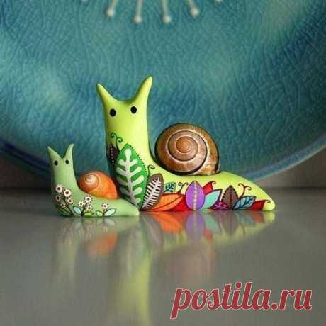 Очаровательные улитки из полимерной глины от JOOJOO