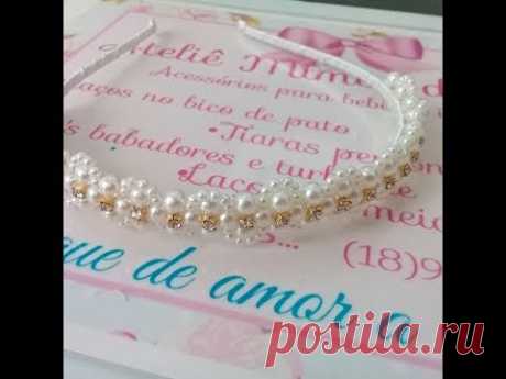 Tiara de pérolas n°6 e n°3 e strass fácil de fazer ♡  |Suh Bessone Aula 33