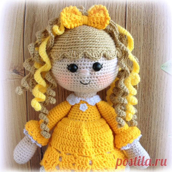 PDF Солнечная девочка Солей крючком. FREE crochet pattern; Аmigurumi doll patterns. Амигуруми схемы и описания на русском. Вязаные игрушки и поделки своими руками #amimore - большая кукла, куколка, девочка.
