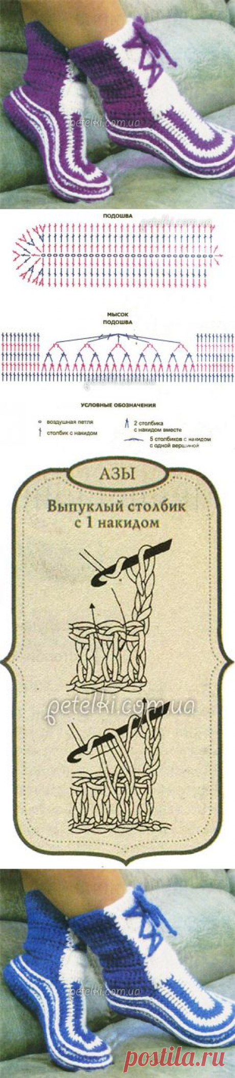 Носочки-сапожки крючком. Описание вязания