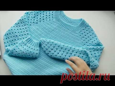 AlinaVjazet. Джемпер крючком! Подробный мастер-класс! Часть 1