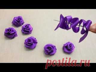 Простое изготовление роз из атласной ленты своими руками
