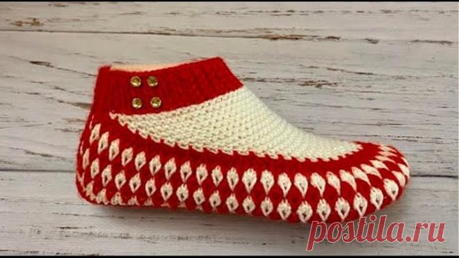 НОВИНКА 2022 : Классные тапочки-следки на двух спицах без швов // iki patik modeller