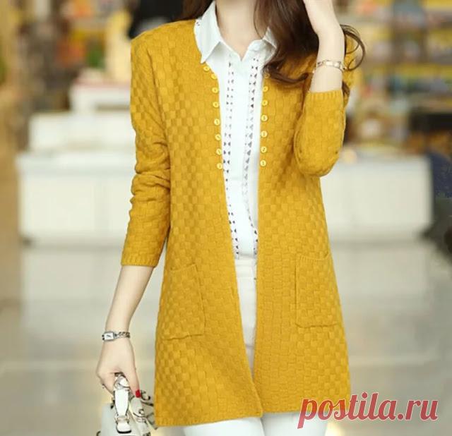 Два элегантных жакета с карманами спицами 
№ 1



№ 2




