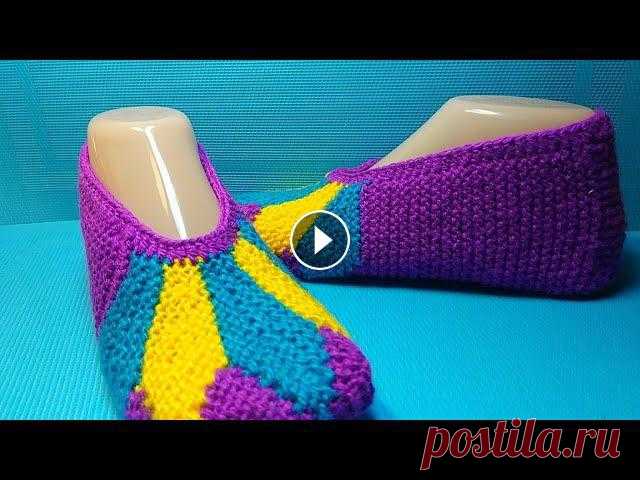 Красивые следки спицами/тапочки частичным вязанием/подробный мастер класс #672 Красивые следки спицами/тапочки частичным вязанием/подробный мастер класс #672...