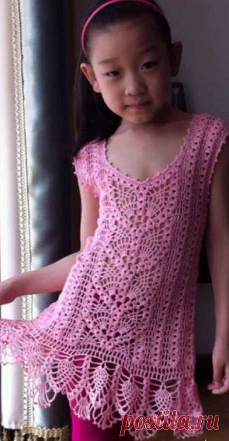 Ажурное платье для девочки крючком