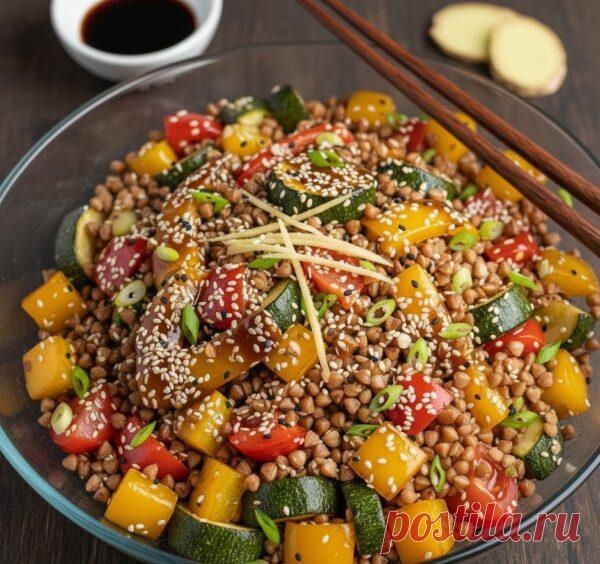 Салат с гречкой и запеченными овощами