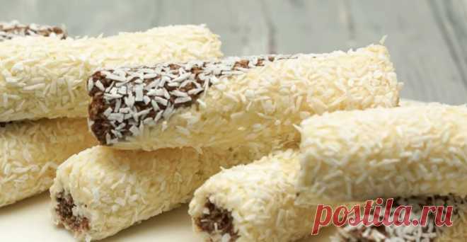 «Всего из ЧЕТЫРЁХ продуктов готовлю вкусное лакомство к чаю»: кокосовые батончики (духовка не понадобится) | Академия Вкуса | Дзен