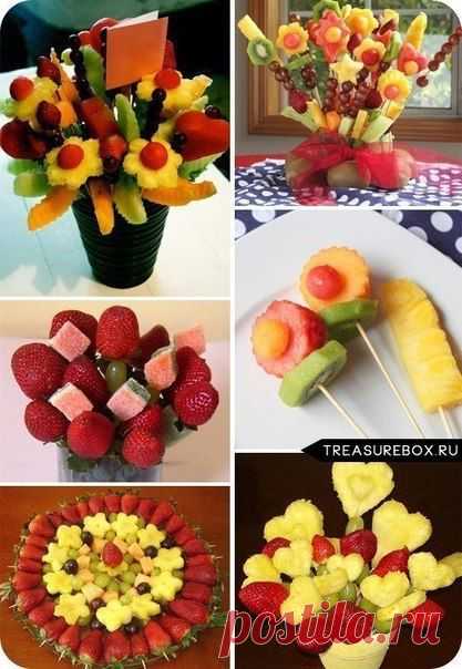 Как делать цветы и букеты из фруктов. Не забудьте сохранить в закладочках ;) / Райская пища