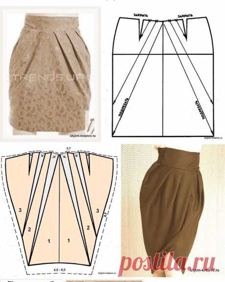 Моделирование юбки со складками и фигурным поясом — DIYIdeas
