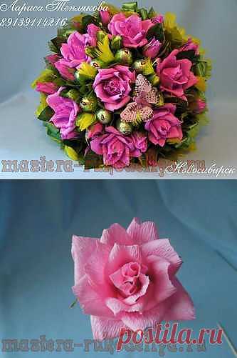 Мастера рукоделия - рукоделие для дома. Бесплатные мастер-классы, фото и видео уроки - Мастер-класс по свит-дизайну: Розочка из гофры для букета из конфет