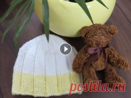 Шапочка для новорожденного спицами))) детская шапка Шапочка для новорожденного спицами))) детская шапка...