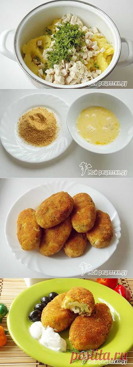 Картофельные котлеты с куриным филе.