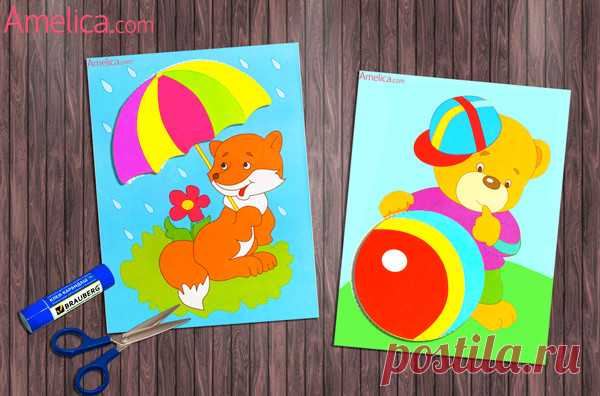 аппликация для малышей 2-3 года, распечатать шаблоны Amelica