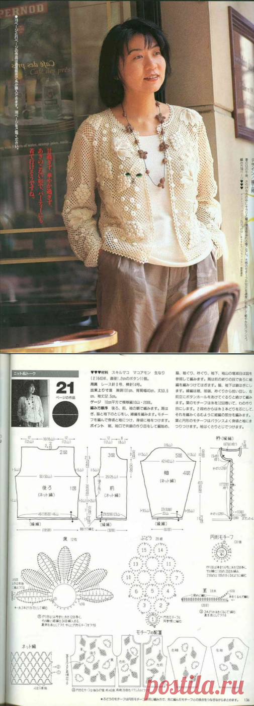 Бежевый жакет в технике ик. Коллекция жакетов крючком со схемами |