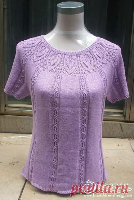 Топ с круглой кокеткой и Ажурный топ 
Топ с круглой кокеткой спицами








Ажурный топ




Этот оригинальный топ (можно увеличить) с узорами выполнен на спицах в одном цвете. Согласно описанию из журнала, модель вяжется в 3 цвета.Разме…