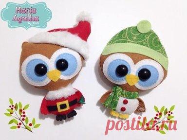 Новогодние совушки из фетра