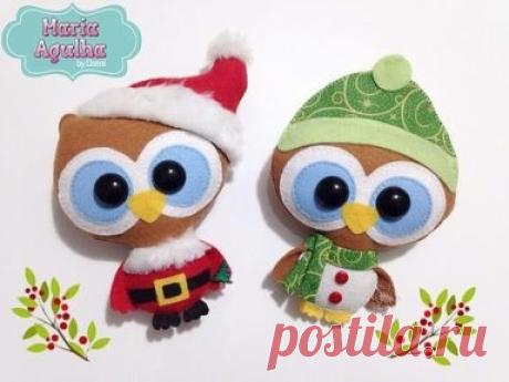 Новогодние совушки из фетра