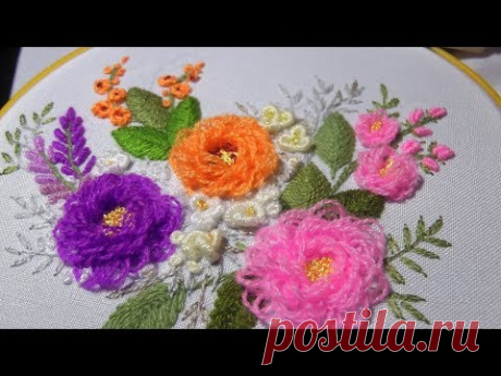 ВЫШИВКА:  ЦВЕТЫ \  EMBROIDERY: FLOWERS Turkish stitch