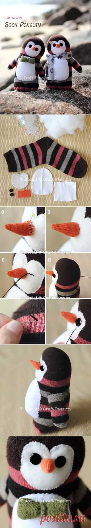 Милейшие ПИНГВИНЫ из носочков. Мастер-класс.
