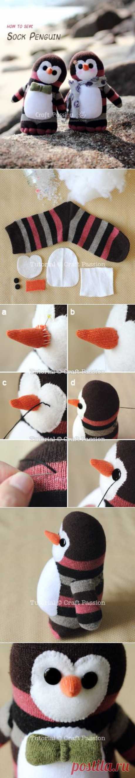 Милейшие ПИНГВИНЫ из носочков. Мастер-класс.