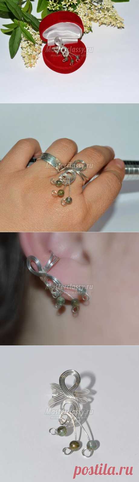 Wire Wrap. Кафф-кольцо из посеребренной проволоки с флюоритом в пирите. Мастер-класс с пошаговыми фото