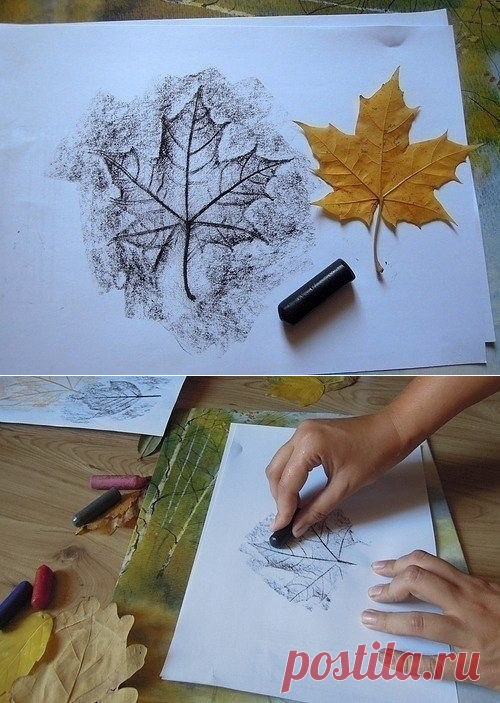 Рисуем осенними листьями — Поделки с детьми