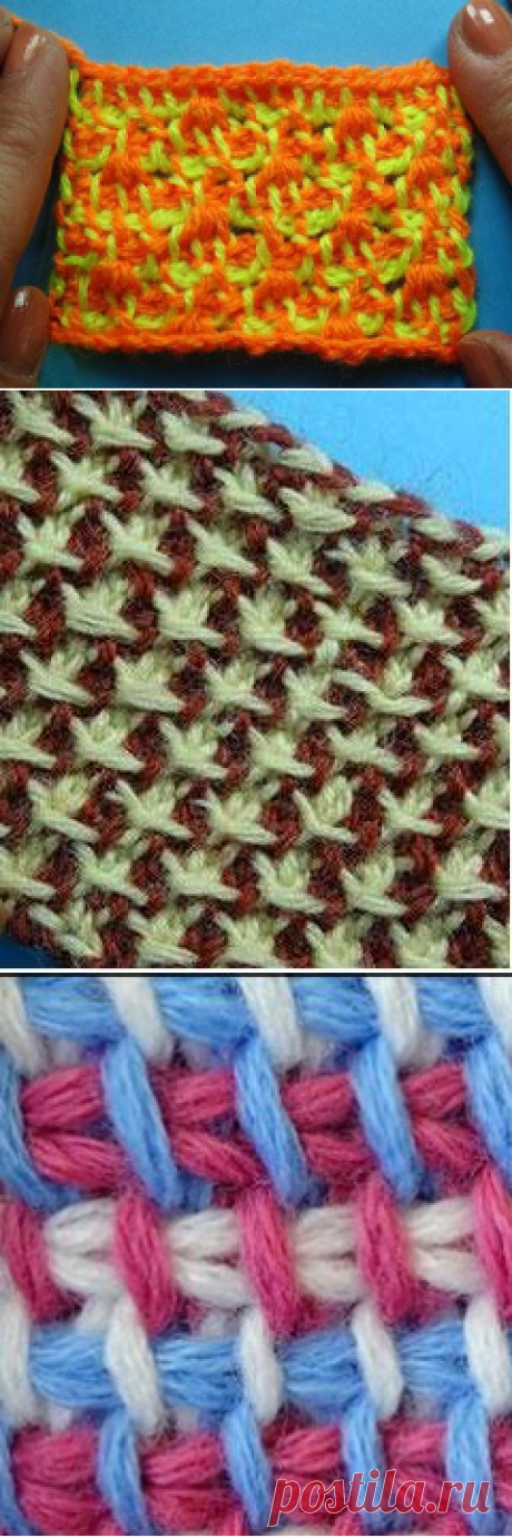 Тунисское вязание - Подборка цветных тунисских узоров