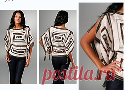 Индейская геометрия. Пуловер-пончо с кистями от Анны Суи