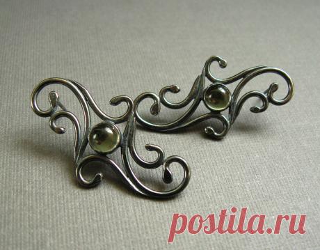 Sterling Silver Ornate Earrings with Green Amethyst - Wrought Iron Architecturally Inspired Series | Flickr - Photo Sharing!