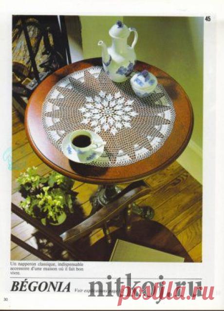 Схема вязания салфетки «Бегония» » Ниткой - вязаные вещи для вашего дома, вязание крючком, вязание спицами, схемы вязания