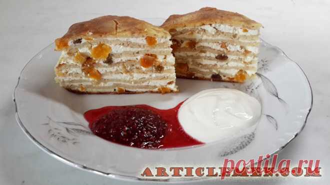 Вкусный блинный пирог с творогом — кулинарный рецепт