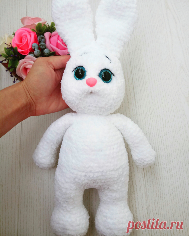 PDF Зайка Ребекка крючком. FREE crochet pattern; Аmigurumi doll patterns. Амигуруми схемы и описания на русском. Вязаные игрушки и поделки своими руками #amimore - Большой заяц, плюшевый зайчик, кролик, зайчонок, зайка из плюшевой пряжи, крольчонок.