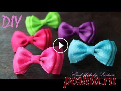 Простые бантики из репсовой ленты A simple bow of grosgrain ribbons Простые бантики из репсовой ленты. Эти бантики сделаны не обычным способом - без нарезания ленты на отрезки. Рукоделие с Aliexpress (материалы для кан...