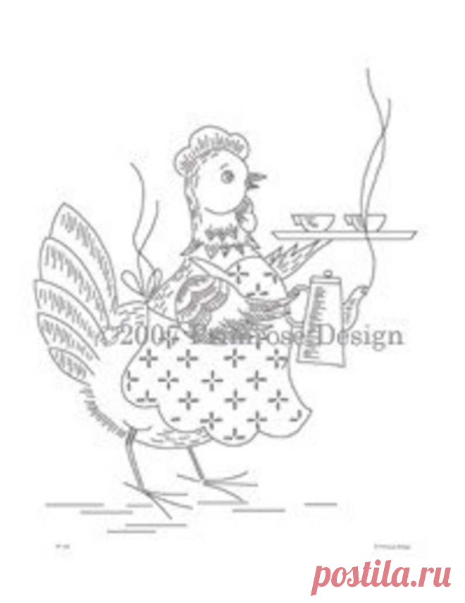VP103 Poultry Diner Vintage Hand-Embroidery Pattern PDF | Etsy España