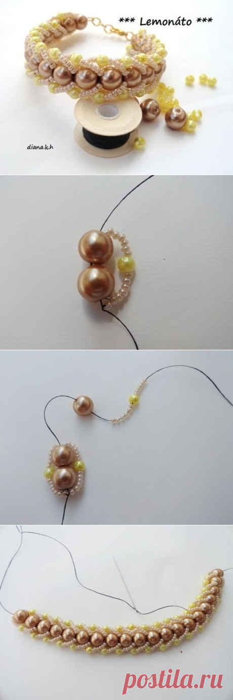 Красивый браслет из бисера и бусин