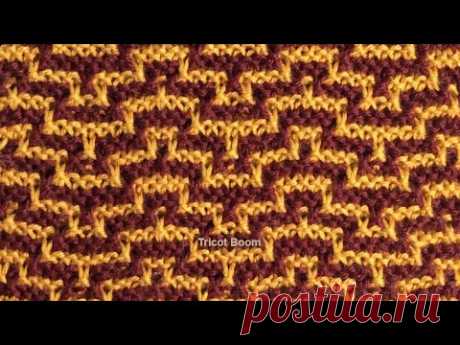 Узор из ломаных линий / Мозаика / Вязание спицами.