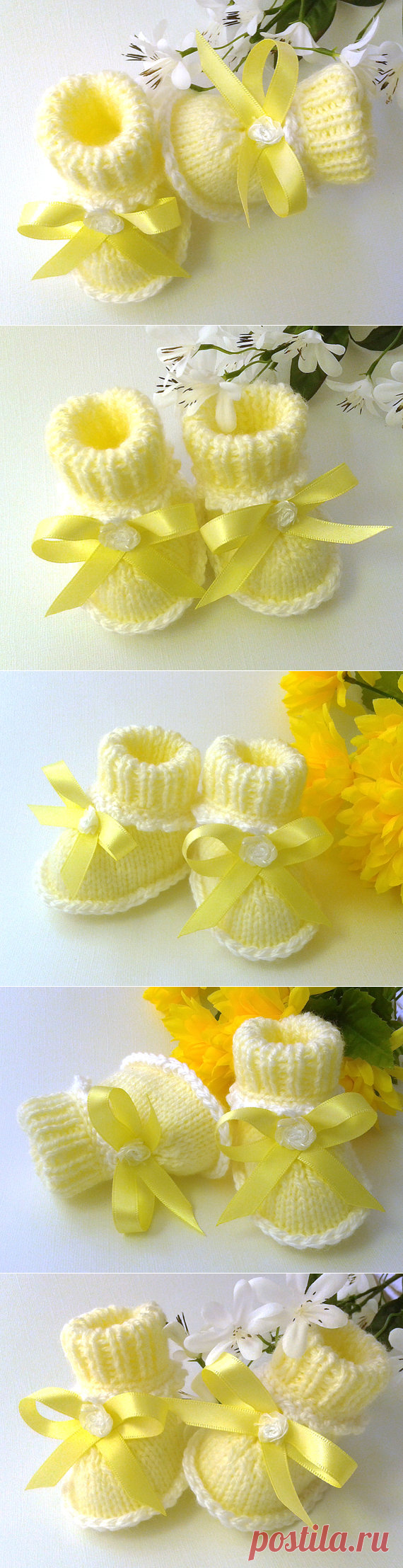 Yellow Knitted Baby Booties Hand Knitted Baby Booties Yellow