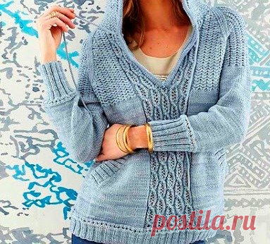 Вязание пуловера с капюшоном, модель 24, Vogue ss 2014 | Вязальный роман | Яндекс Дзен