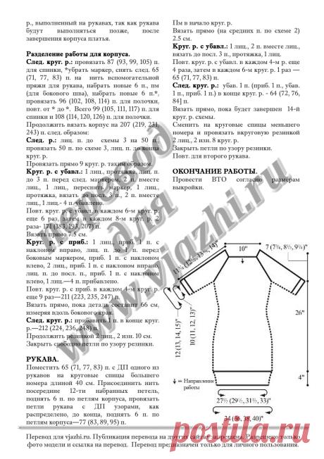 Вязание платья Cable Panel, модель 11, Vogue Holiday 2012 - Вяжи.ру